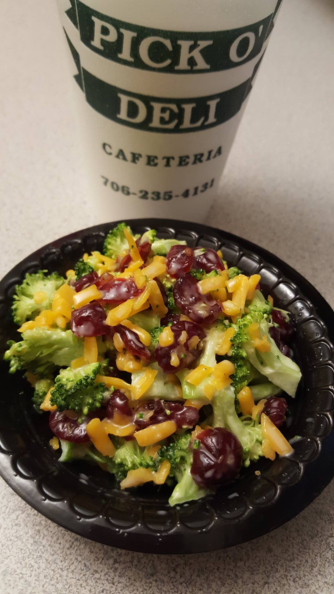 Fresh broccoli salad with Craisins and cheese