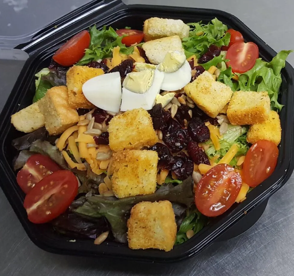 Colorful cobb salad with fresh toppings