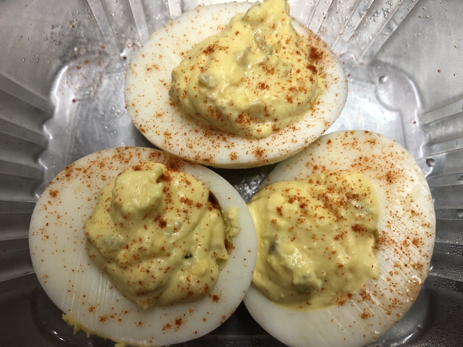 Homemade deviled eggs with paprika