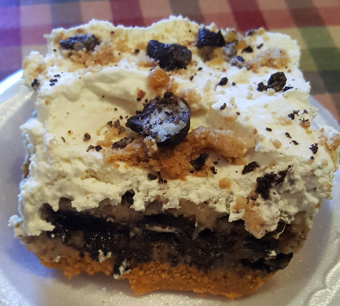 Homemade Oreo cheesecake dessert at Pick-O-Deli Cafeteria