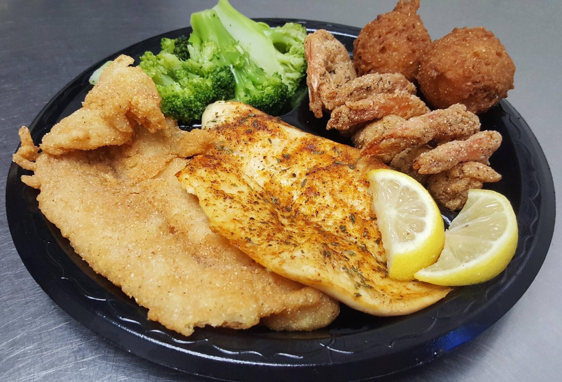 Seafood sampler plate